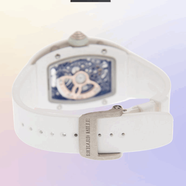 richard mille rm07 ladies ceramic black 26 diamonds dial white strap watch 7261 h6fzf