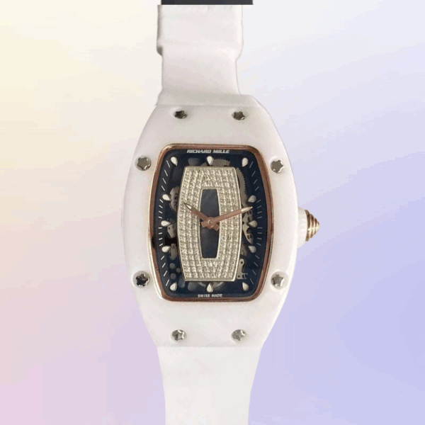 richard mille rm07 ladies ceramic black 26 diamonds dial white strap watch 7941 mgvh0