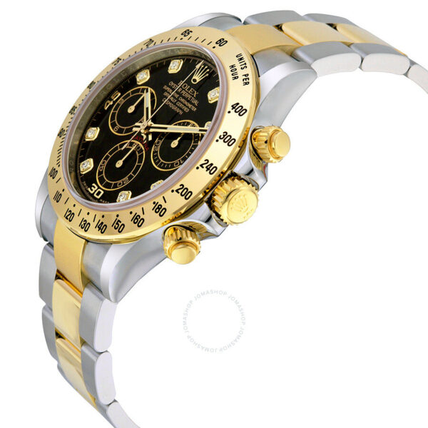 Rolex Cosmograph Daytona Black set with Diamonds Dial Stainless steel and 18K Yellow Gold Oyster Bracelet Automatic Men’s Watch 116523BKDO - Image 3