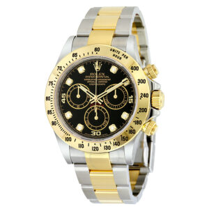 Rolex Cosmograph Daytona Black set with Diamonds Dial Stainless steel and 18K Yellow Gold Oyster Bracelet Automatic Men’s Watch 116523BKDO