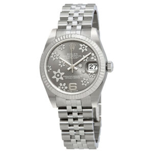 Rolex Datejust Lady 31 Dark Rodium Raised Floral Motif Dial Stainless Steel Jubilee Bracelet Automatic Watch 178274RFJ