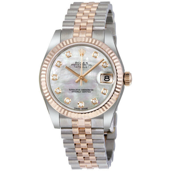 Rolex Datejust Lady 31 White Mother of Pearl Dial Stainless Steel and 18K Everose Gold Jubilee Bracelet Automatic Watch 178271MDJ - Image 2