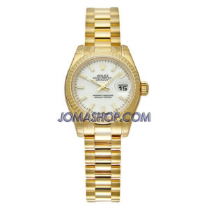 Rolex Lady-Datejust 26 White Dial 18K Yellow Gold President Automatic Ladies Watch 179178WSP
