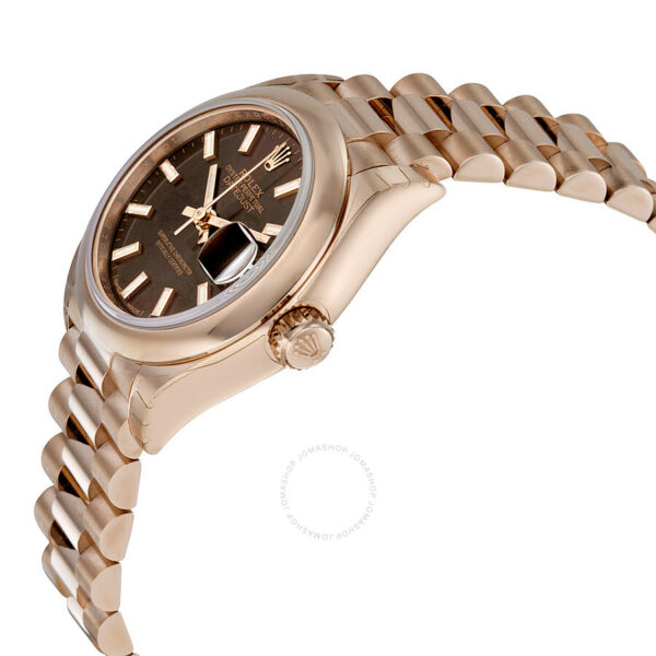 Rolex Lady-Datejust 28 Chocolate Dial 18K Everose Gold President Automatic Ladies Watch 279165CHSP - Image 3