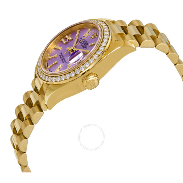 Rolex Lady-Datejust 28 Liliac Dial 18K Yellow Gold President Automatic Ladies Watch 279138LISRDP - Image 3