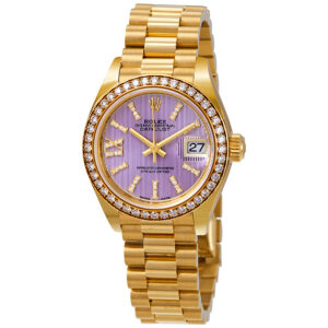 Rolex Lady-Datejust 28 Liliac Dial 18K Yellow Gold President Automatic Ladies Watch 279138LISRDP