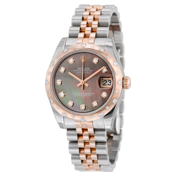 Rolex Oyster Perpetual Datejust 31 Black Mother of Pearl Dial Stainless Steel and 18K Everose Gold Jubilee Bracelet Automatic Ladies Watch 178341BKMDJ - Image 2