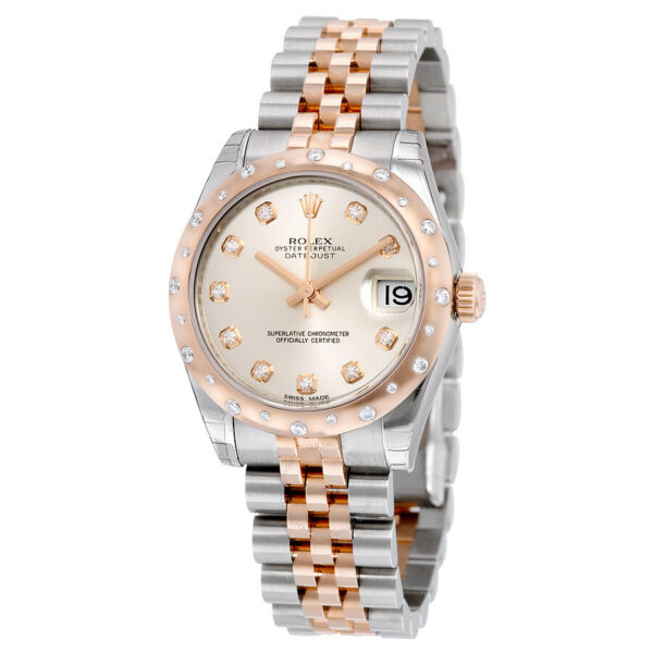 Rolex Oyster Perpetual Datejust 31 Silver Dial Stainless Steel and 18K Everose Gold Jubilee Bracelet Automatic Ladies Watch 178341SDJ - Image 2