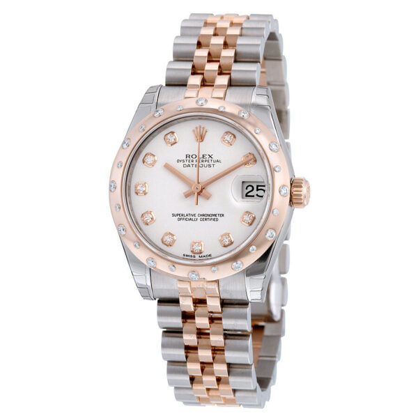 Rolex Oyster Perpetual Datejust 31 White Dial Stainless Steel and 18K Everose Gold Jubilee Bracelet Automatic Ladies Watch 178341WDJ - Image 2