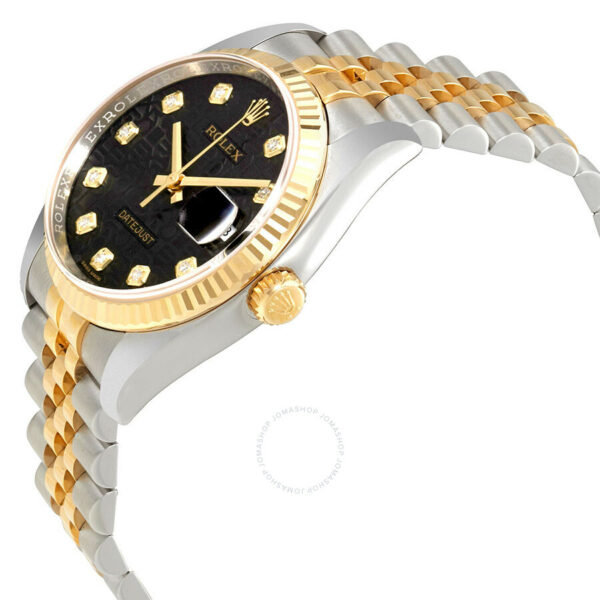 Rolex Oyster Perpetual Datejust 36 Black Set with Diamonds Dial Stainless Steel and 18K Yellow Gold Jubilee Bracelet Automatic Men’s Watch 116233BKJDJ - Image 3