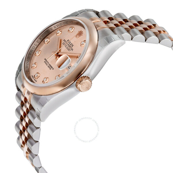 Rolex Oyster Perpetual Datejust 36 Pink Dial Stainless Steel and 18K Everose Gold Jubilee Bracelet Automatic Ladies Watch 116201PDJ - Image 3