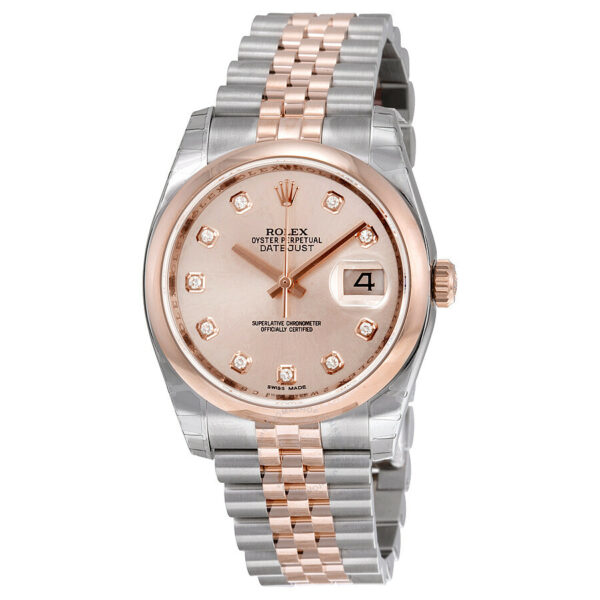 Rolex Oyster Perpetual Datejust 36 Pink Dial Stainless Steel and 18K Everose Gold Jubilee Bracelet Automatic Ladies Watch 116201PDJ - Image 2