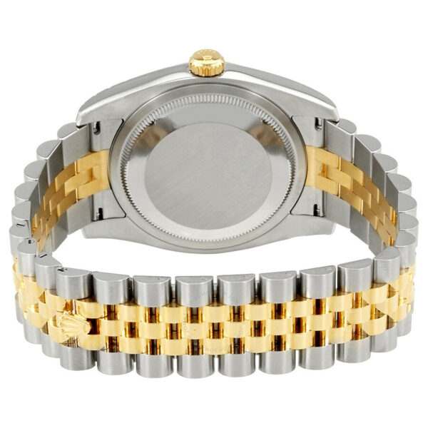 Rolex Oyster Perpetual Datejust 36 Silver Floral Motif Dial Stainless Steel and 18K Yellow Gold Jubilee Bracelet Automatic Unisex Watch 116233SFAJ - Image 4