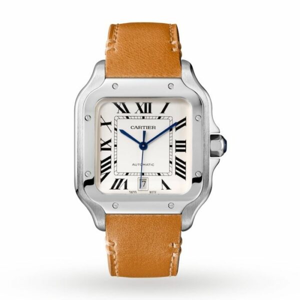 santos de cartier watch large model automatic movement steel interchangeable metal and leather braceletswssa0018 2253 0nzhf