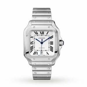 santos de cartier watch large model automatic movement steel interchangeable metal and leather braceletswssa0018 5215 ypoof